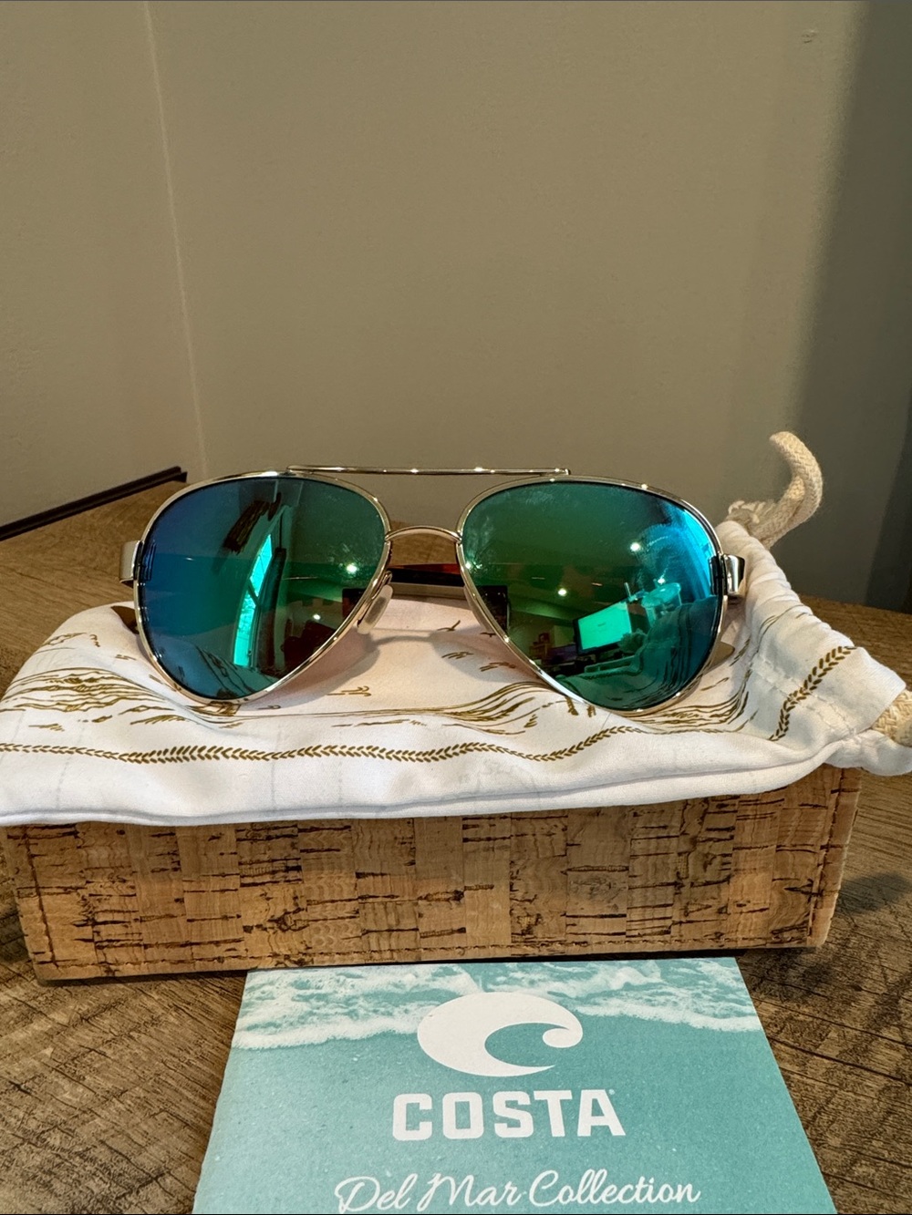 Costa Aviator Sunglasses with Teal Mirrored Lenses